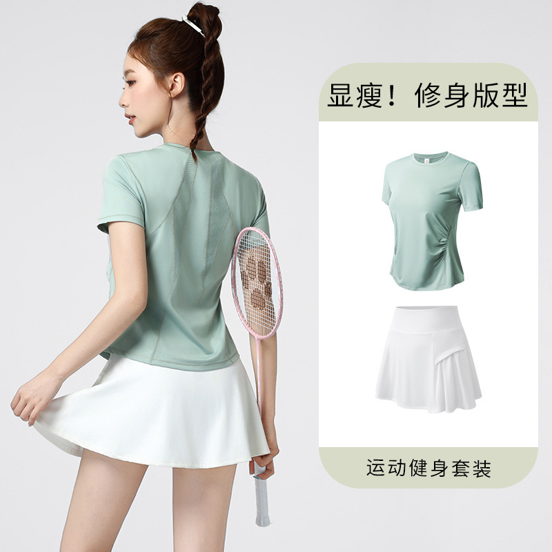 绝美网球服女2025新款夏季运动短裙气质显瘦瑜伽套装专业健身上衣|undefined