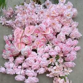 粉色仿真花少女粉婚礼堂装饰假花婚庆背景花墙玫瑰花厂家批发婚庆