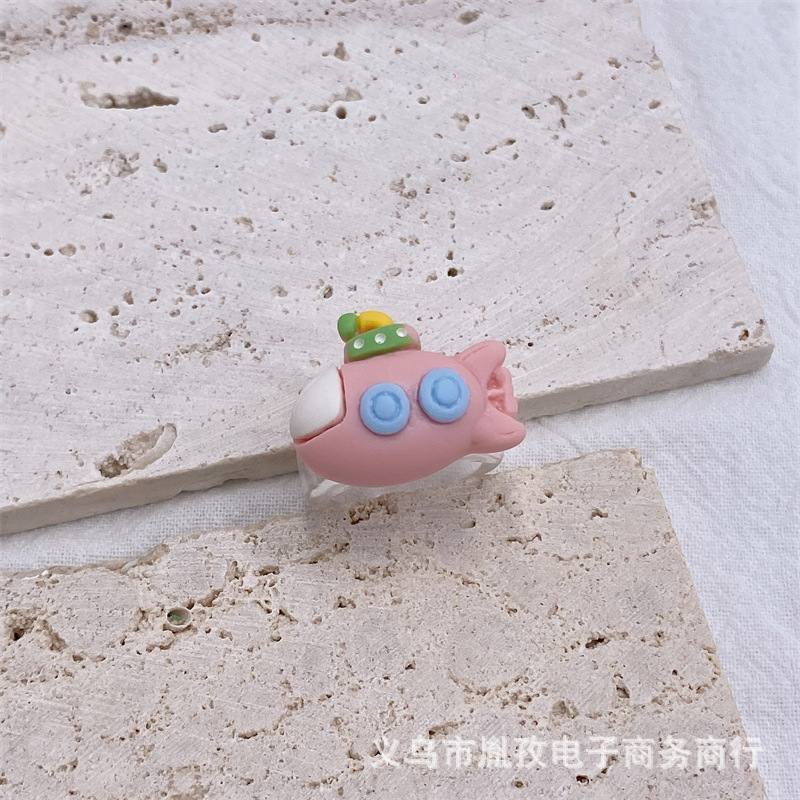 Nuevo coche de dibujos animados avión tren lindo diversión resina anillo personalidad colorido anillo divertido