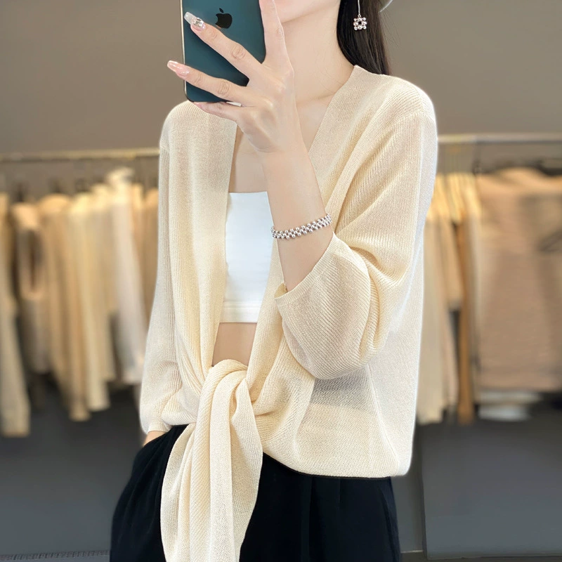 24-летние новые семиконечные рукава Tiansi Leisel трикотажный солнцезащитный крем платок сплошной цвет топ рубашка с кондиционером