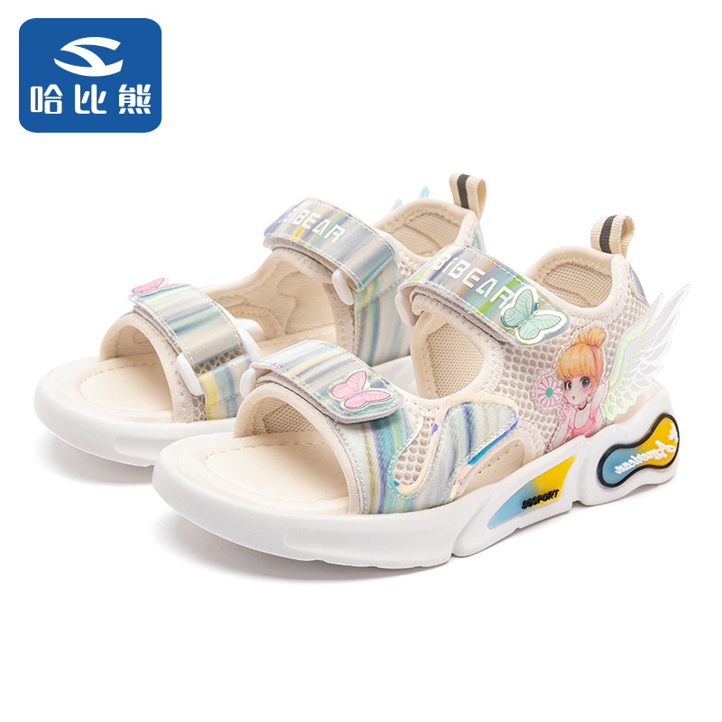 哈比熊童鞋2022夏季新款女童运动凉鞋小花仙女童沙滩潮鞋现货代发