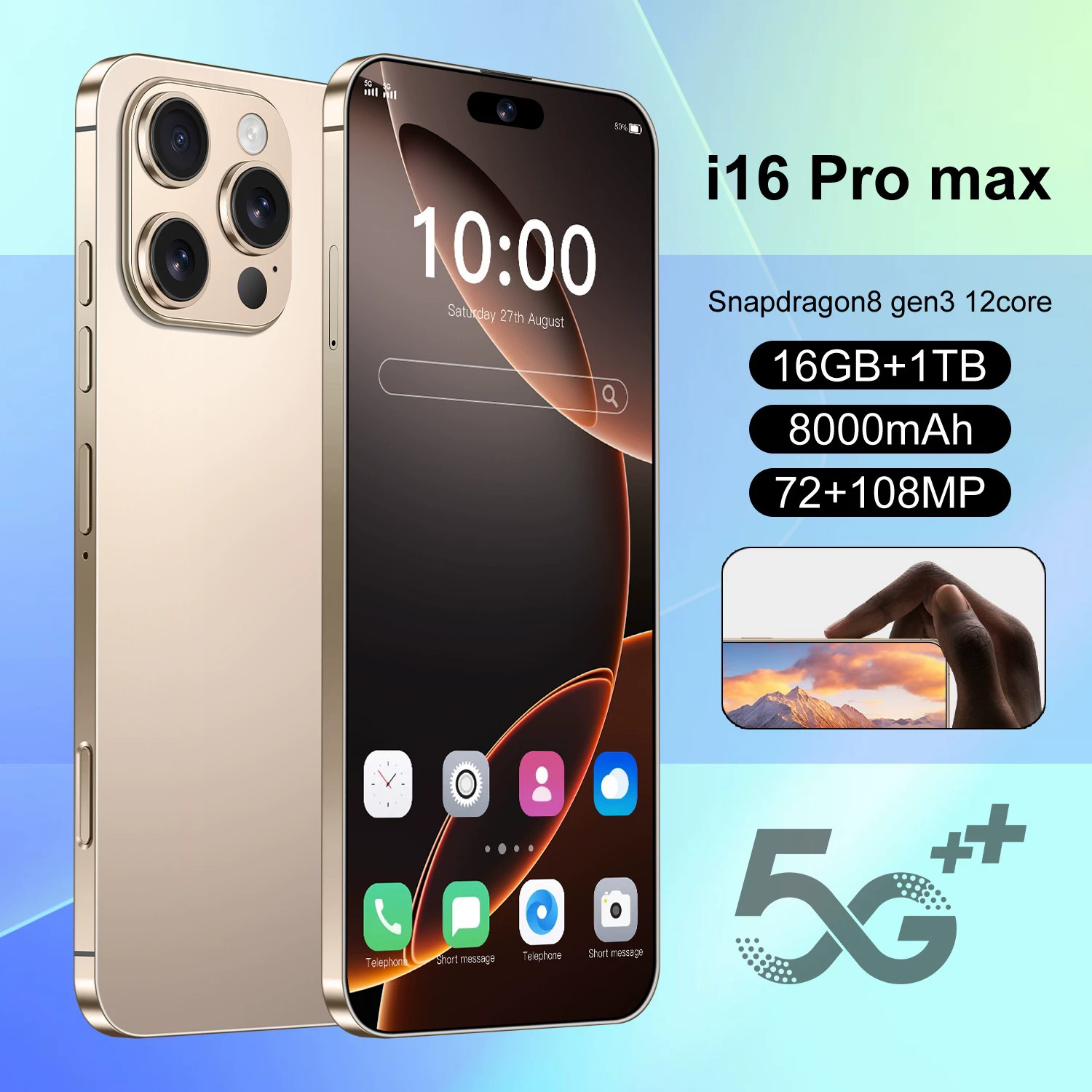 Умные часы, мобильный телефон Pro, Intel Core i16, 16 Pro Max, Android