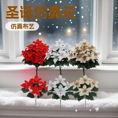 圣诞节手工仿真花5一品红花假花装饰绿植婚礼摆件配件植物批发