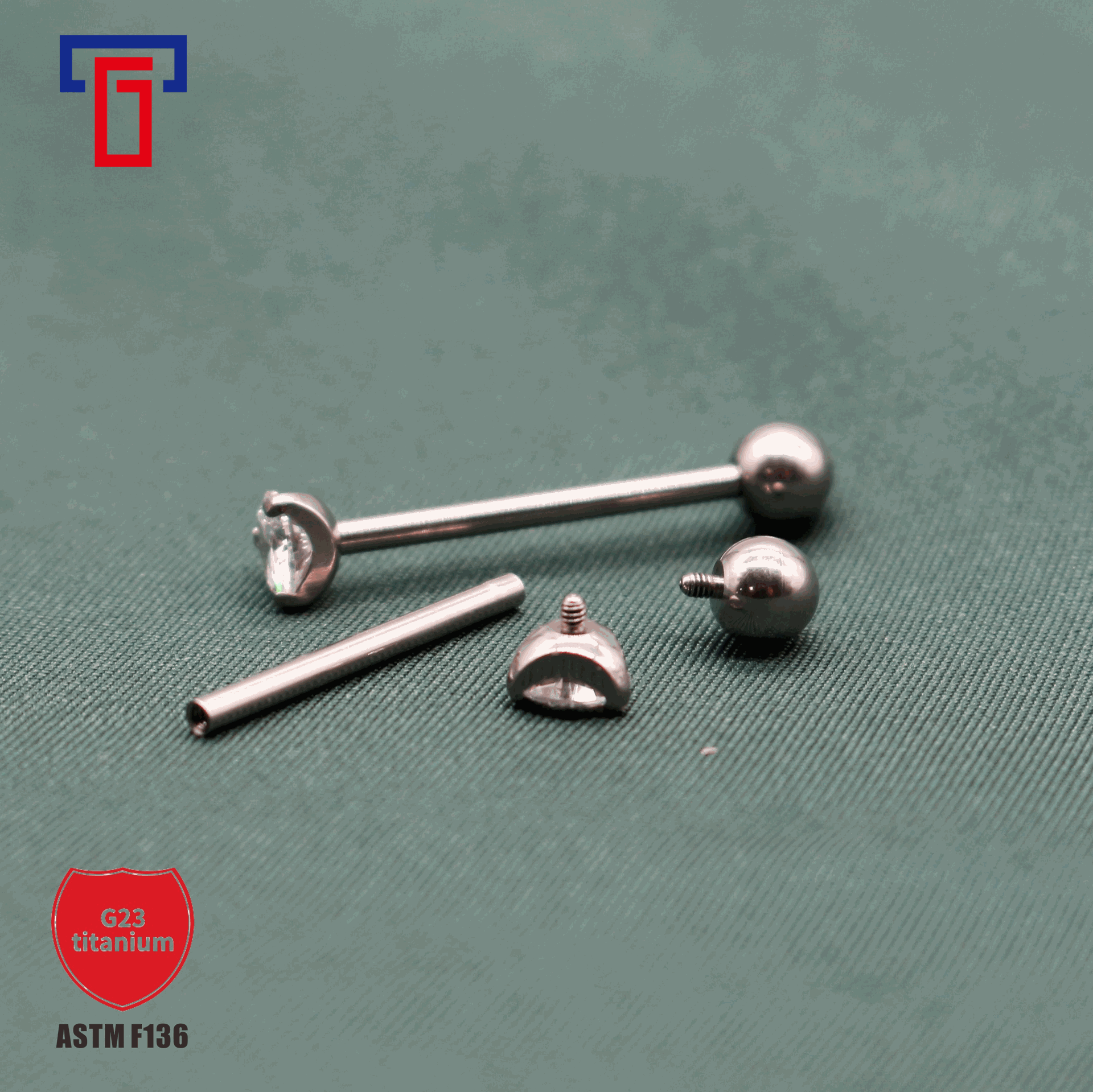 G23 Titanium Claw Zircon Tongue Nail Ear Bone Nail 14g Inner Thread Straight Rod Ear Stud Titanium Alloy Body Piercing Jewelry detail image 17