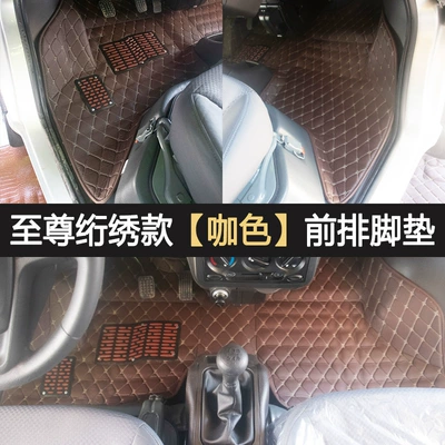 Ayaqaltılar (Kovriklər) Row Floor Mats Wuling Truck Special - front-row-supreme-quilted-embroidery-style-coffee-color