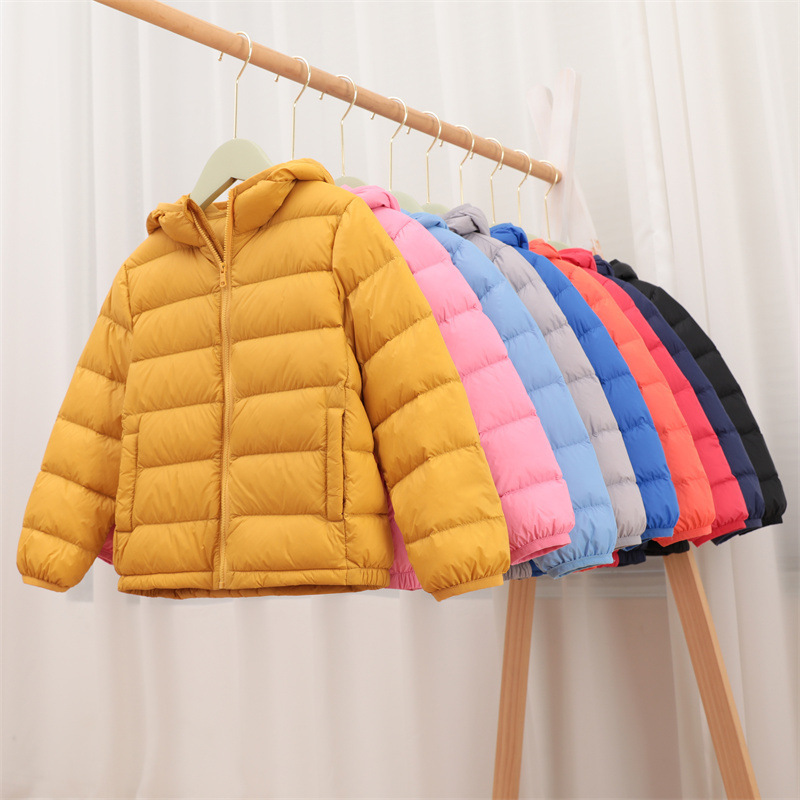 Cross-Border Autumn and Winter New Kidsren's down Jacket Hooded Medium and Large Kidsren's Short Style Boys and Girls Lightweight 90 Velvet Warm Jacket