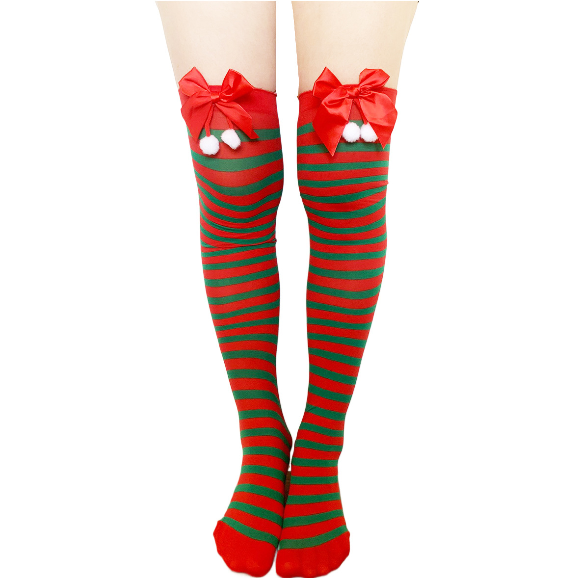 Medias de Navidad fabricantes transfronterizos en stock Medias de Halloween vacaciones vestir ropa accesorios rayas sobre la rodilla Calcetines