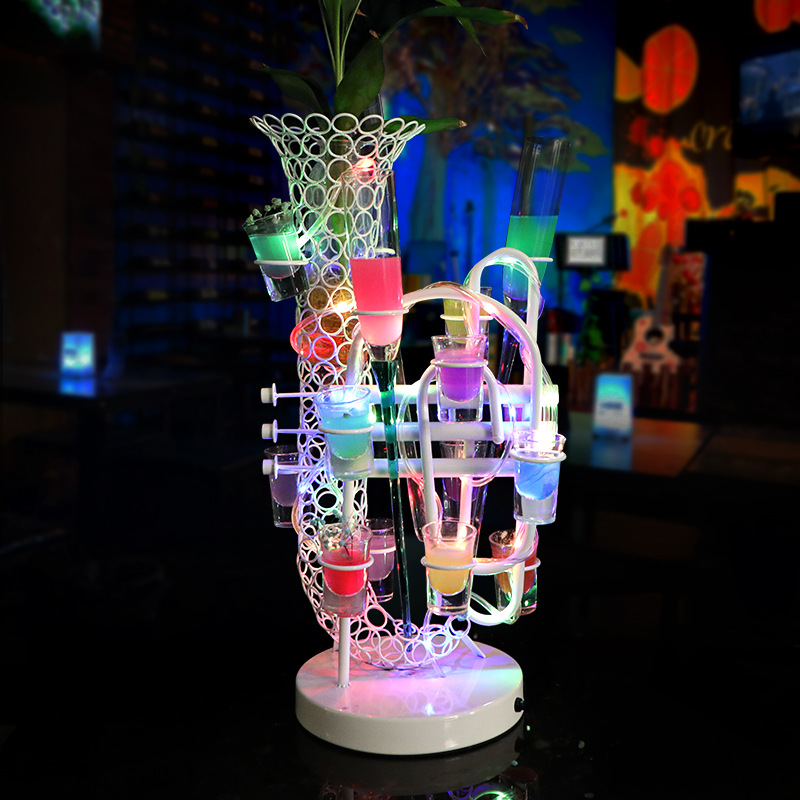 LED Rechargeable Bar Luminous Cup Holder Saxophone Cocktail Cup Holder Bullet Cup Holder Colorful Wine Rack
