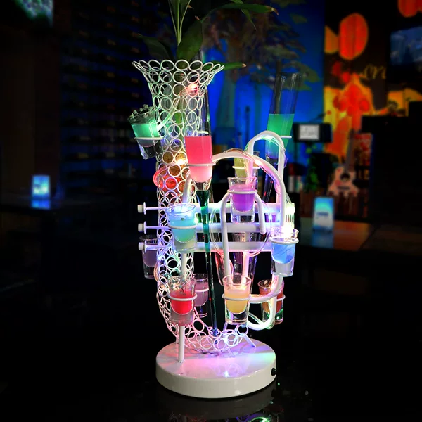 LED Rechargeable Bar Luminous Cup Holder Saxophone Cocktail Cup Holder Bullet Cup Holder Colorful Wine Rack