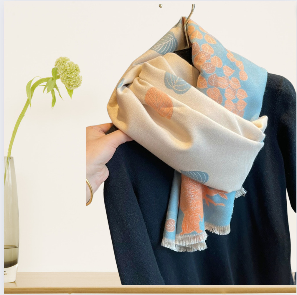 Écharpe et châle épais en cachemire double face pour femme, couleur jacquard avancée, pour l'automne et l'hiver, à double usage_voghion.com