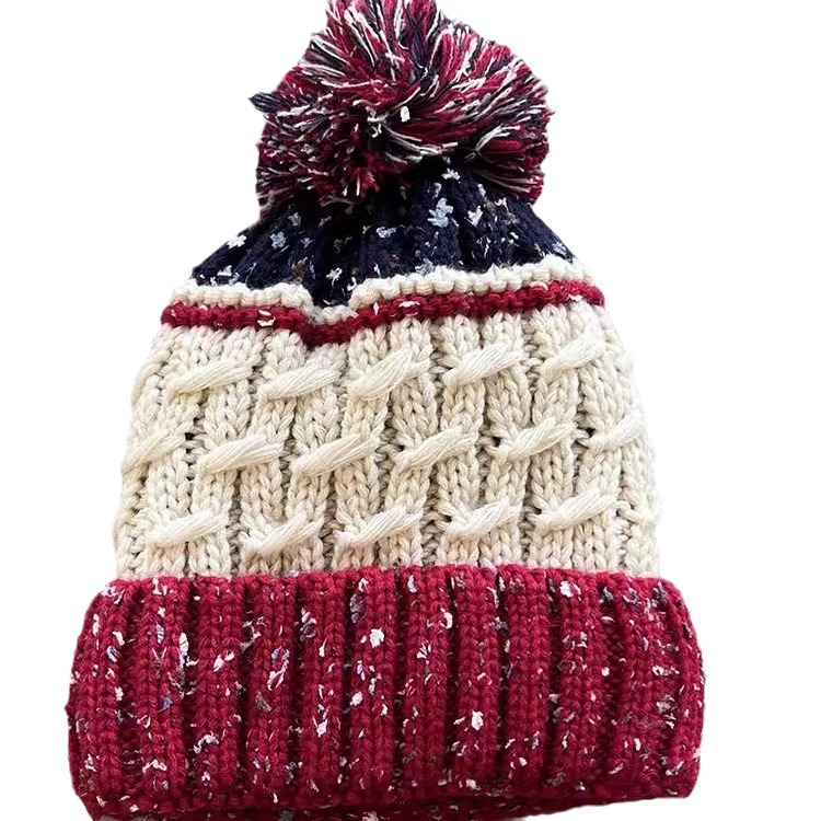 Versione coreana ins misto colore a righe peluche spesso carino palla di lana per bambini autunno e inverno protezione orecchie caldo_voghion.com