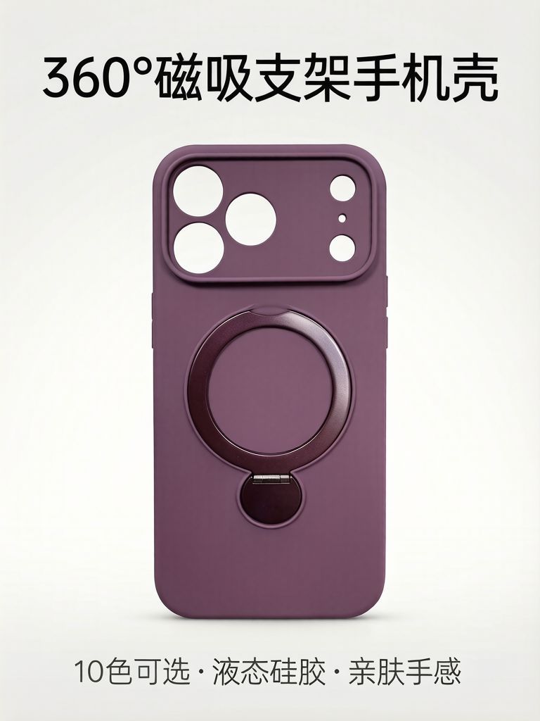 Funda Protectora de Silicona Líquida Cobertura Total para Apple 18 Pro Max iPhone 15, Soporte Giratorio Magnético