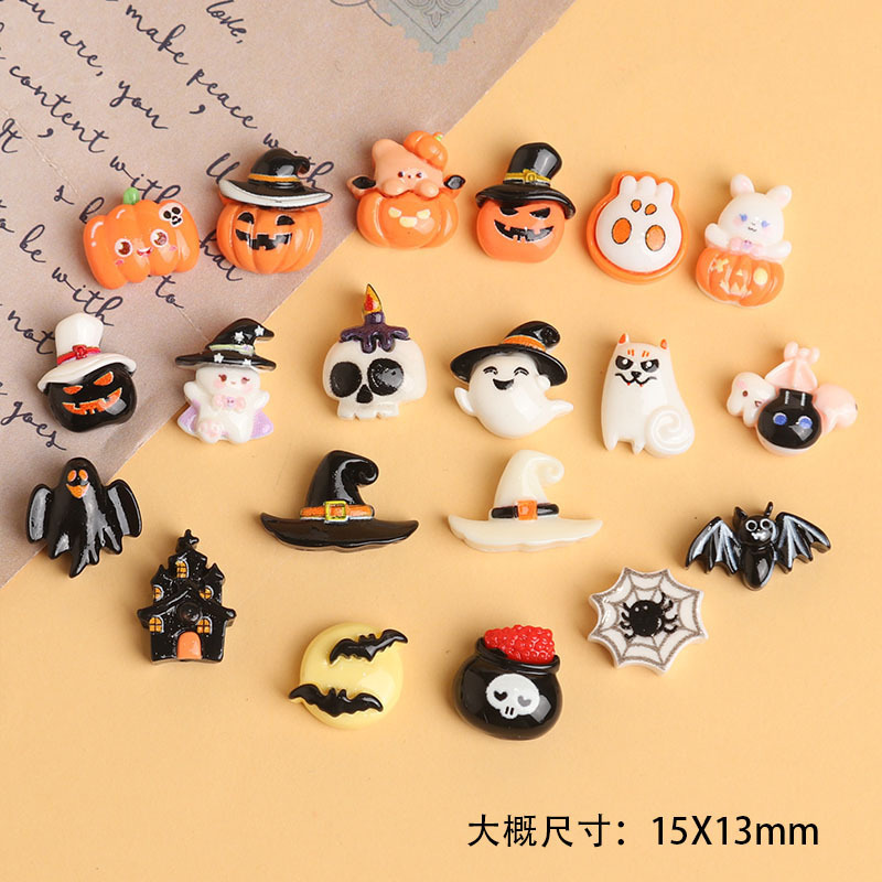 漫画面白いハロウィンゴーストカボチャ樹脂アクセサリー diy ジュエリーヘアアクセサリーキーホルダーペンダント下駄バックル|undefined