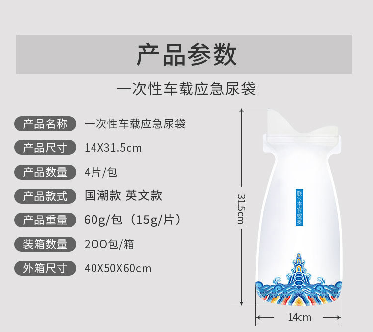 Car Emergency Urine Bag Disposable Mobile Travel Convenience Urine Bag Self-Driving Travel Portable High-Speed Male and Female Urinal