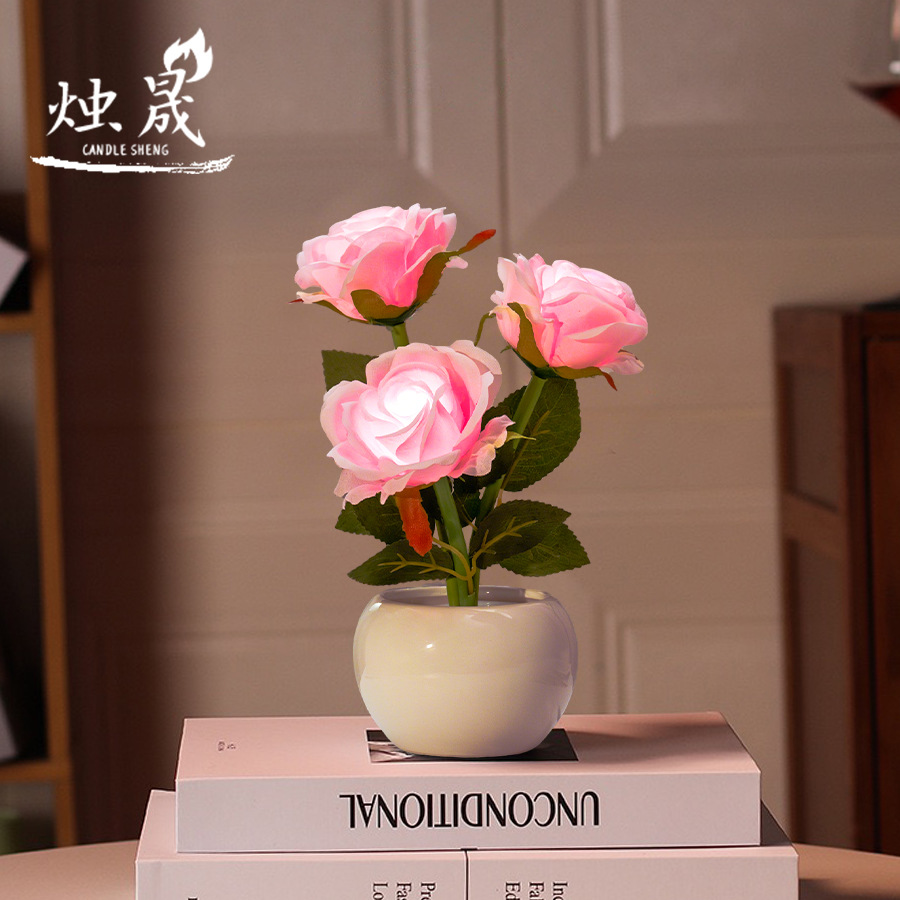 Lámpara de Noche de Flores Artificiales Enchufable para Dormitorio