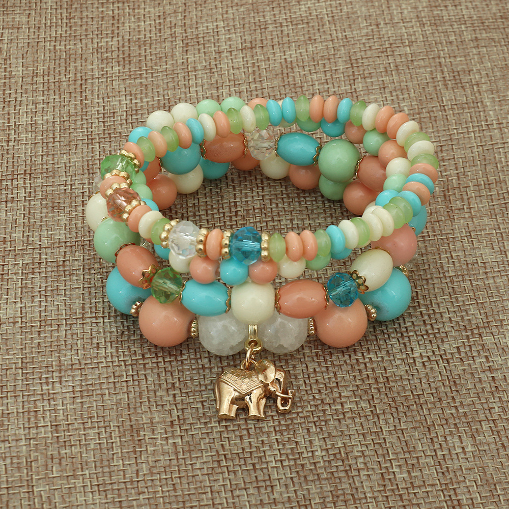 4 Pieces Bohemian Elephant Beaded Metal Plating Womenu0027S Bracelets