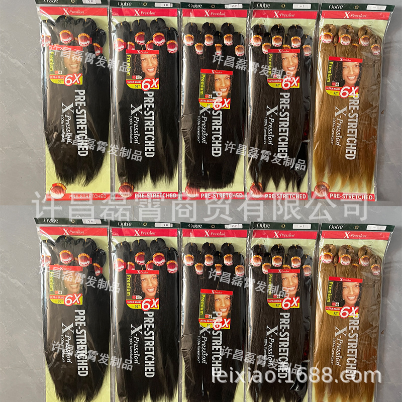 6X trenza pre-estirada seis piezas pre-estirada ez gran trenza fibra química pelucina de hilo retardante de llama