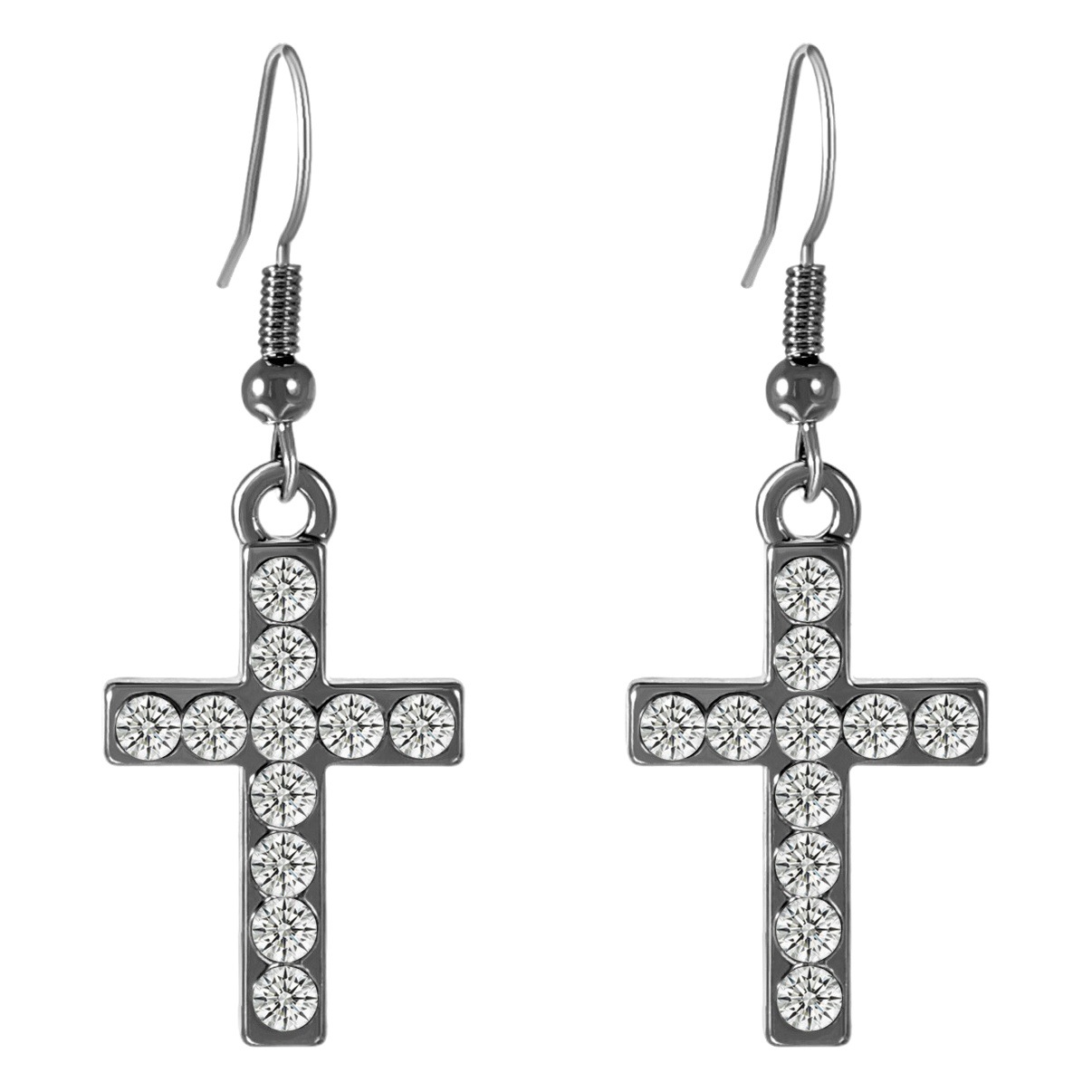 Gothic Dark Diamond Cross Earrings Ins European and American Style Personality Temperament Cross Earrings Cross Border Earrings for Women