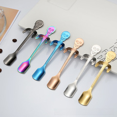 Amazon Creative Skeleton Spoon 304 Stainless Steel Gold Plated Bone Spoon Coffee Spoon Cup Hook Small Spoon Stirring Spoon