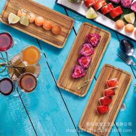 跨境木质长方形托盘商用自助牛奶面包早餐盘待客水杯茶具盘甜品盘