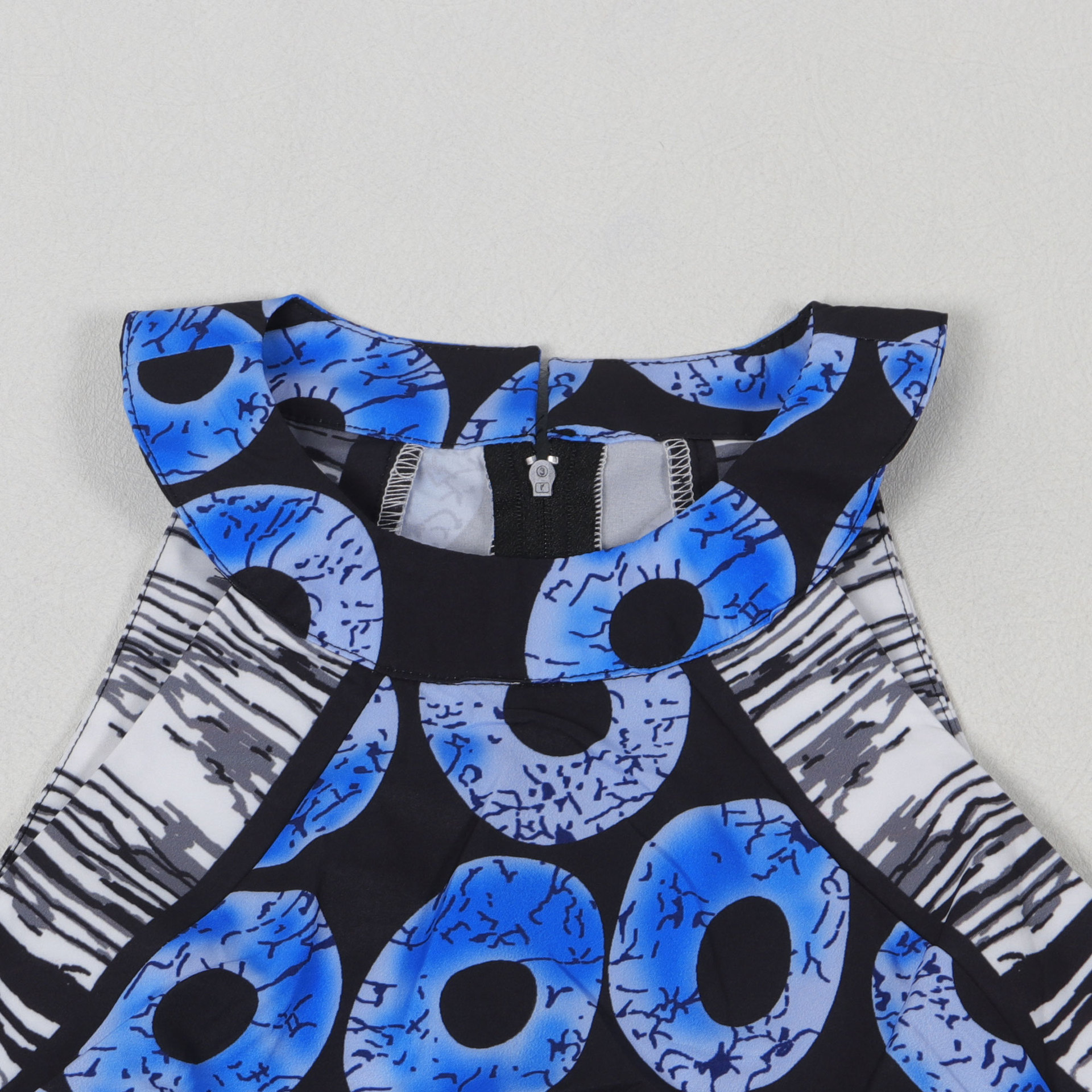 Women's Printed A-line Dress With Fitted Waist And Front Slit_voghion.com