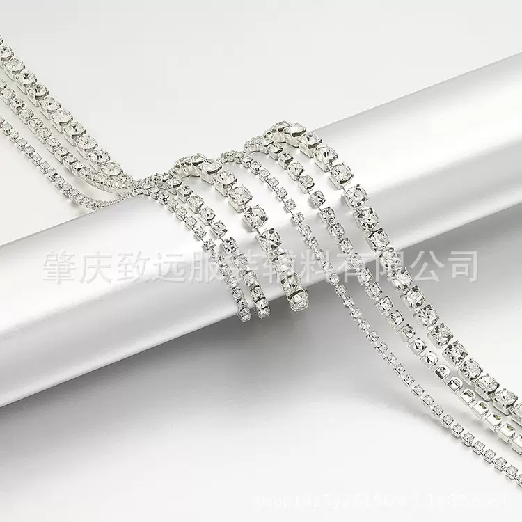 耳朵爪银透明尖底密链水钻链稀爪链条爪钻服饰首饰diy饰品