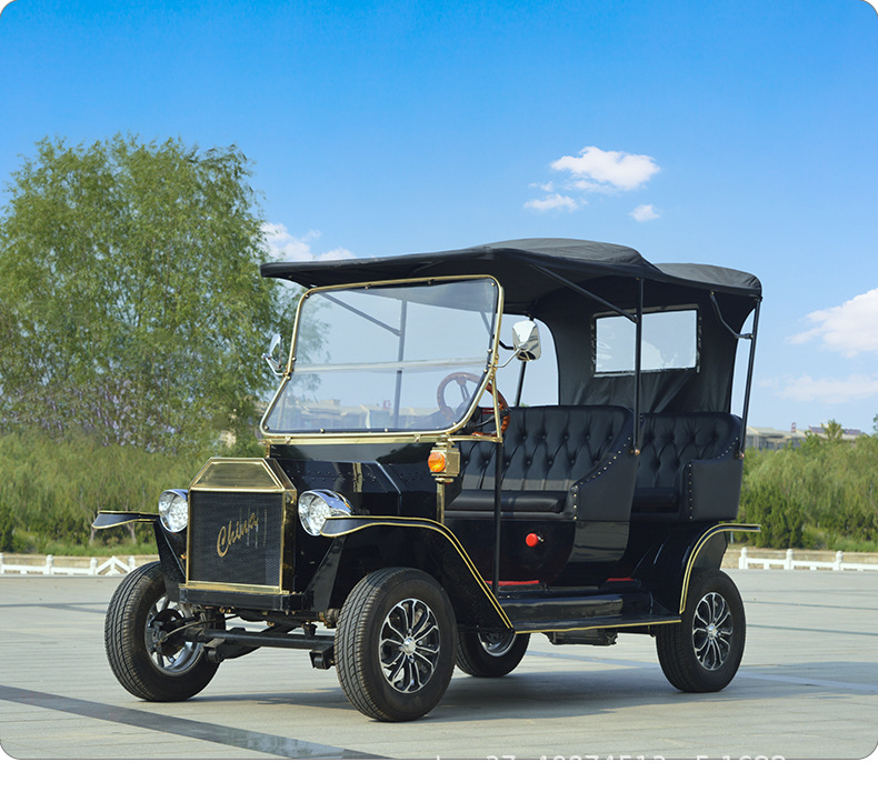Electric Vintage Car, Four-Wheel Sightseeing Car, 5-Seater, Direct Supply from the Manufacturer, Suitable for Scenic Spots, Touring, Rv Viewing, Golf Cart