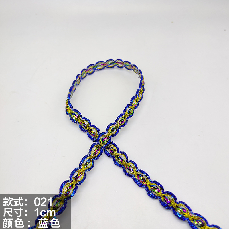 Colorido encaje de oro y plata perlas de triángulo de seda al por mayor de oro y plata cebolla diente borde DIY rendimiento accesorios de ropa estilo étnico cinta