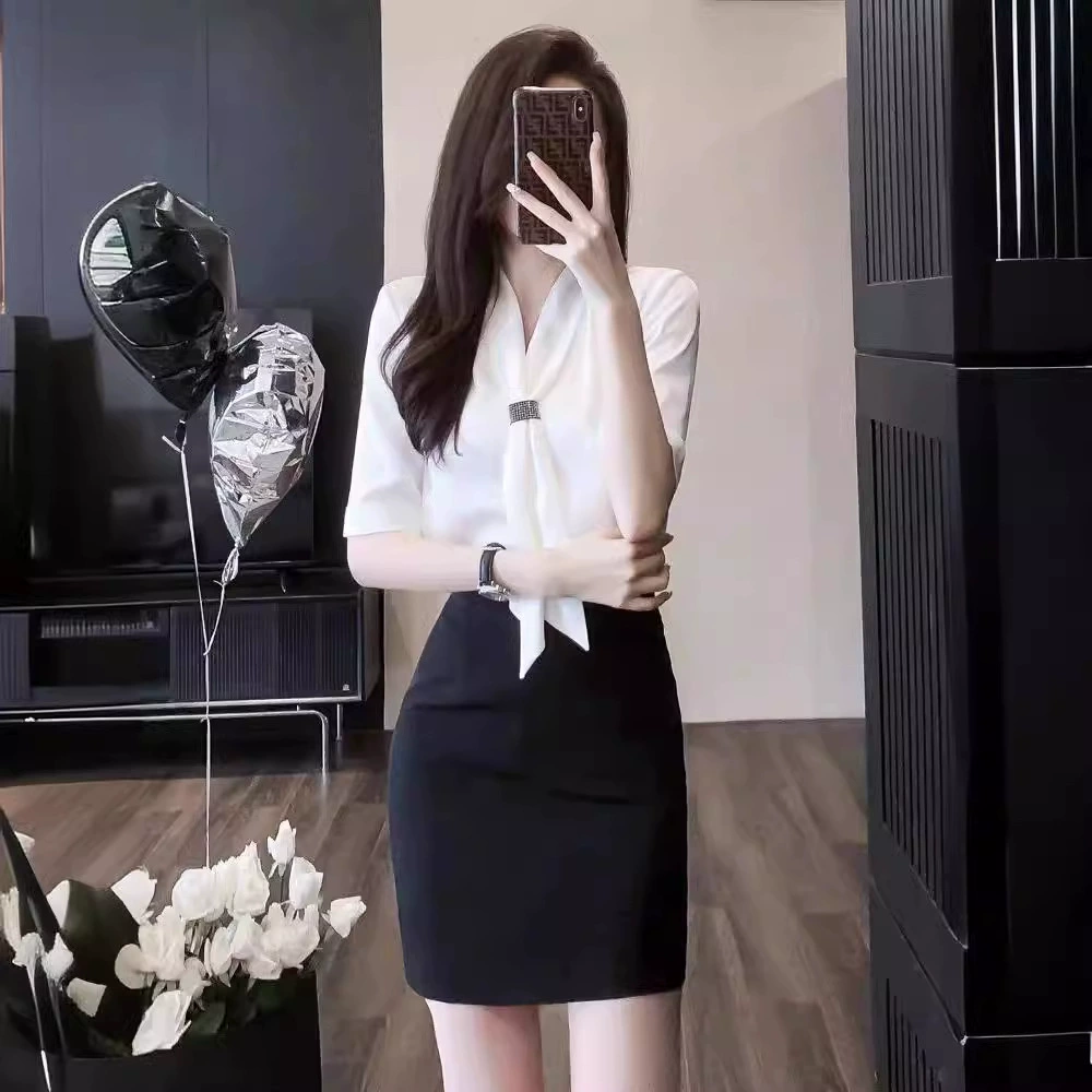 Xia 2024 новая рабочая одежда темпераментная пригородная рубашка приемная униформа отдел продаж высококлассная белая рубашка профессиональная юбка