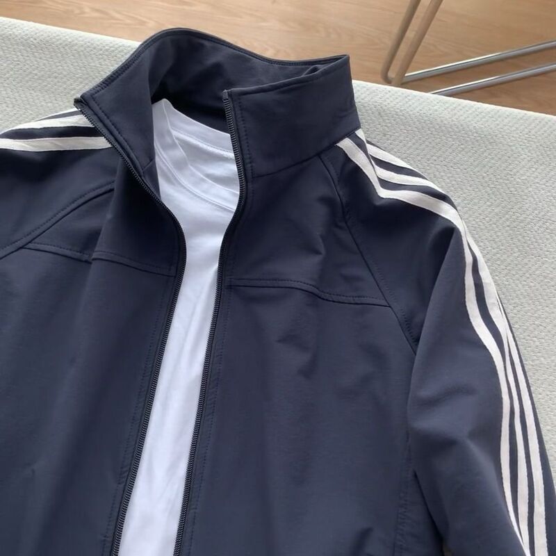 三条杠夹克外套女春秋款棒球服立领初秋早秋穿搭运动秋季美式上衣|undefined