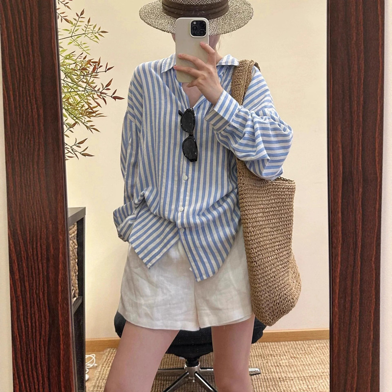 White linen shorts for women, summer 2026 new style, petite size, loose fit, slimming, elastic waist, A-line casual wide-leg pants