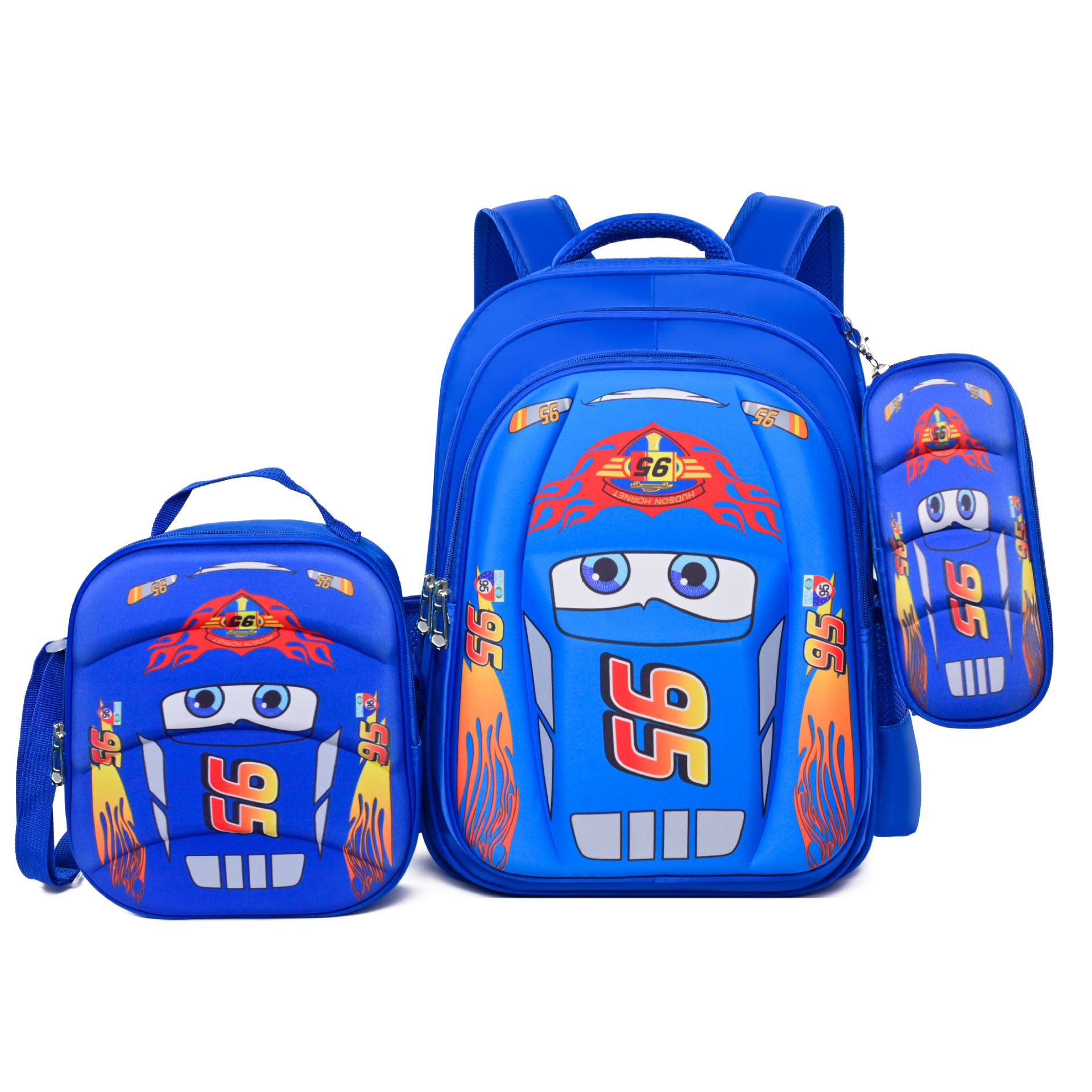 Comercio exterior al por mayor 3D Escuela Primaria estudiante mochila 3-piece set niños dibujos animados mochila lápiz bolsa de almuerzo para grado 1-6