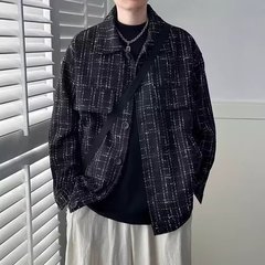 小香風コート男子春と秋のファッションブランドのゆるい服韓国版の大きいサイズのゆるい毛はアメリカ式ジャケットのメンズです。