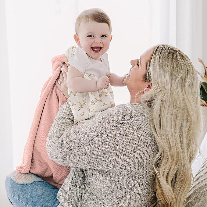 Manta de bebé de algodón de Amazon, edredón de bolsa suave y ligero, manta para padres, manta de siesta, manta de flores rosadas, venta al por mayor