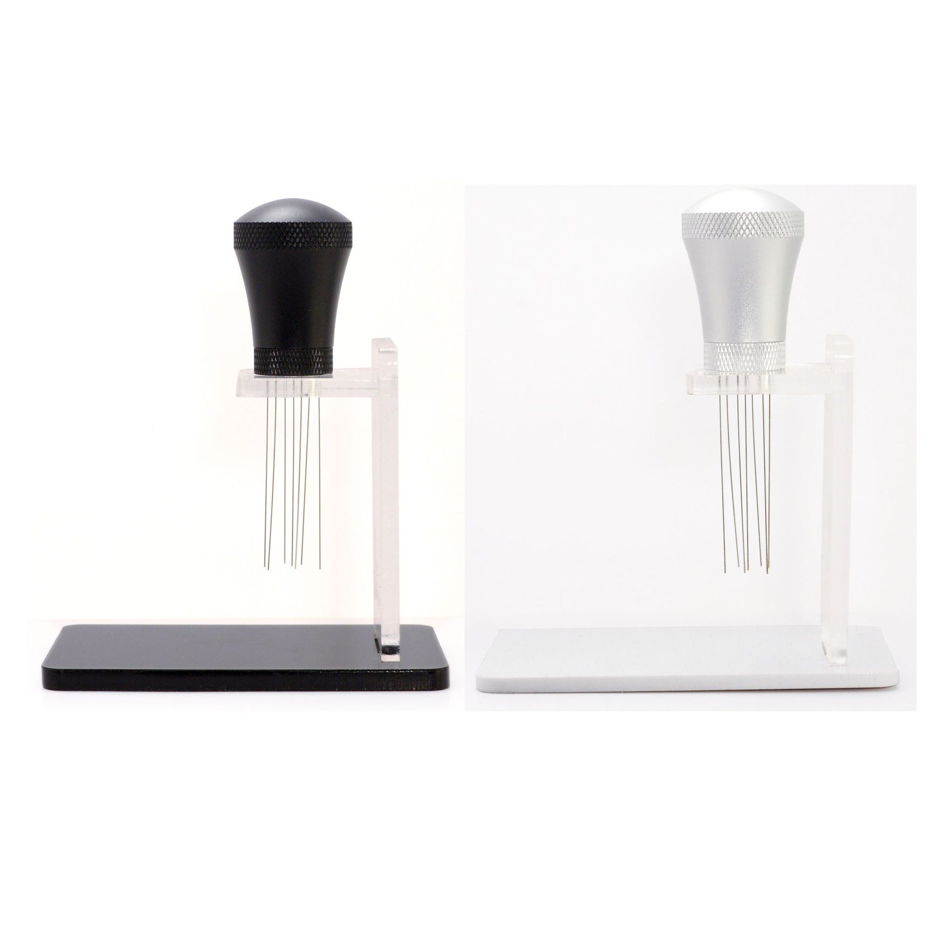 Aleación de aluminio café tela polvo aguja polvo suelto aguja traje acrílico base aguja de acero inoxidable dispensador de agitación