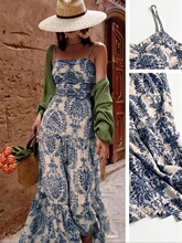 G 74644 Bohemian Print Chiffon Slip Dress �����ׁ�ӡ���B��