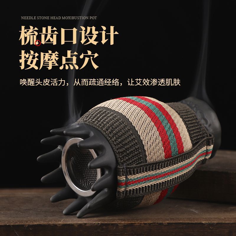 Terapia de la cabeza moxixixión sala de moxión de la cabeza moxión de piedra moxión de cerámica moxión instrumento de arena púrpura moxión aparato