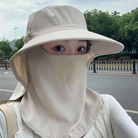 全方位户外防晒帽子帽女夏季太阳帽大檐遮脸面罩紫外线护颈遮阳帽