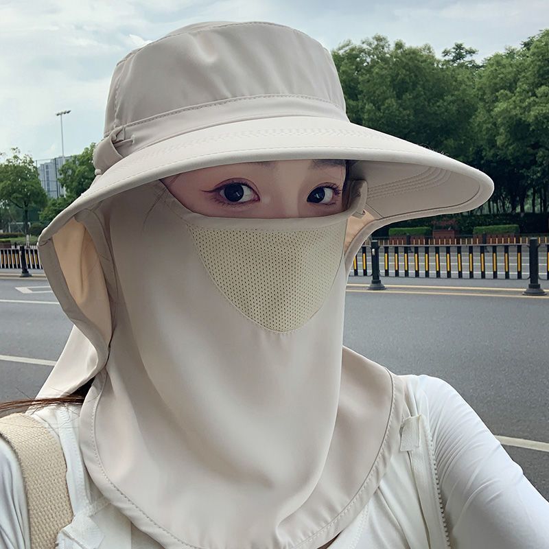 All-Round Outdoor Sun Protection Hat for Women, Summer Sun Hat with Large Brim, Face Mask, Uv Neck Protection Sun Hat