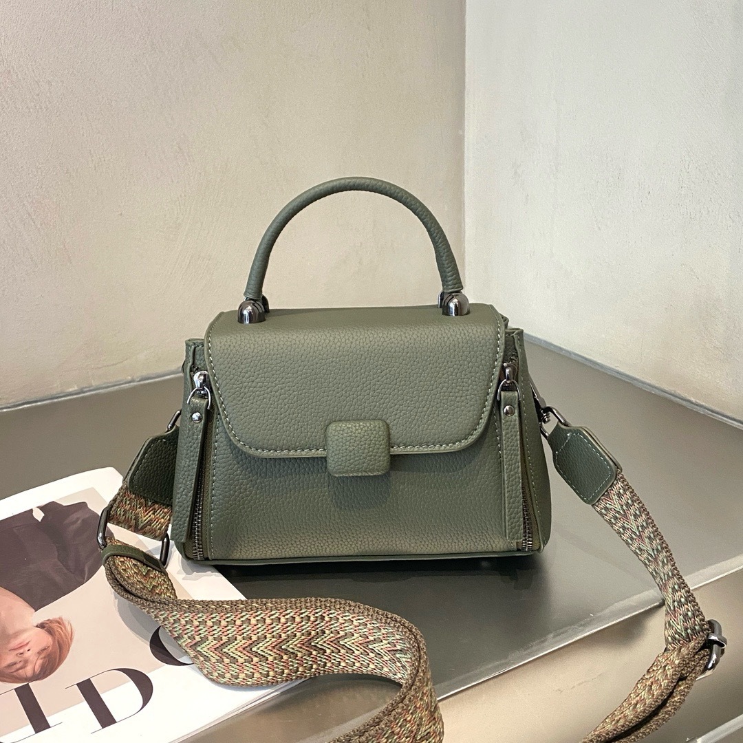 Cross-Border Retro Genuine Leather Boston Bag, Simple Versatile Fashion Shoulder Bag, Luxury High-End Women's Handbag - Thumbnail 6