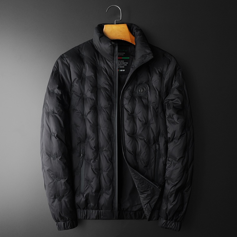 Men's Clothing fashion brand white duck Silk cotton jacket men 2023 winter new embroidery warm stand collar men's large size Silk cotton jacket_viptrois.com