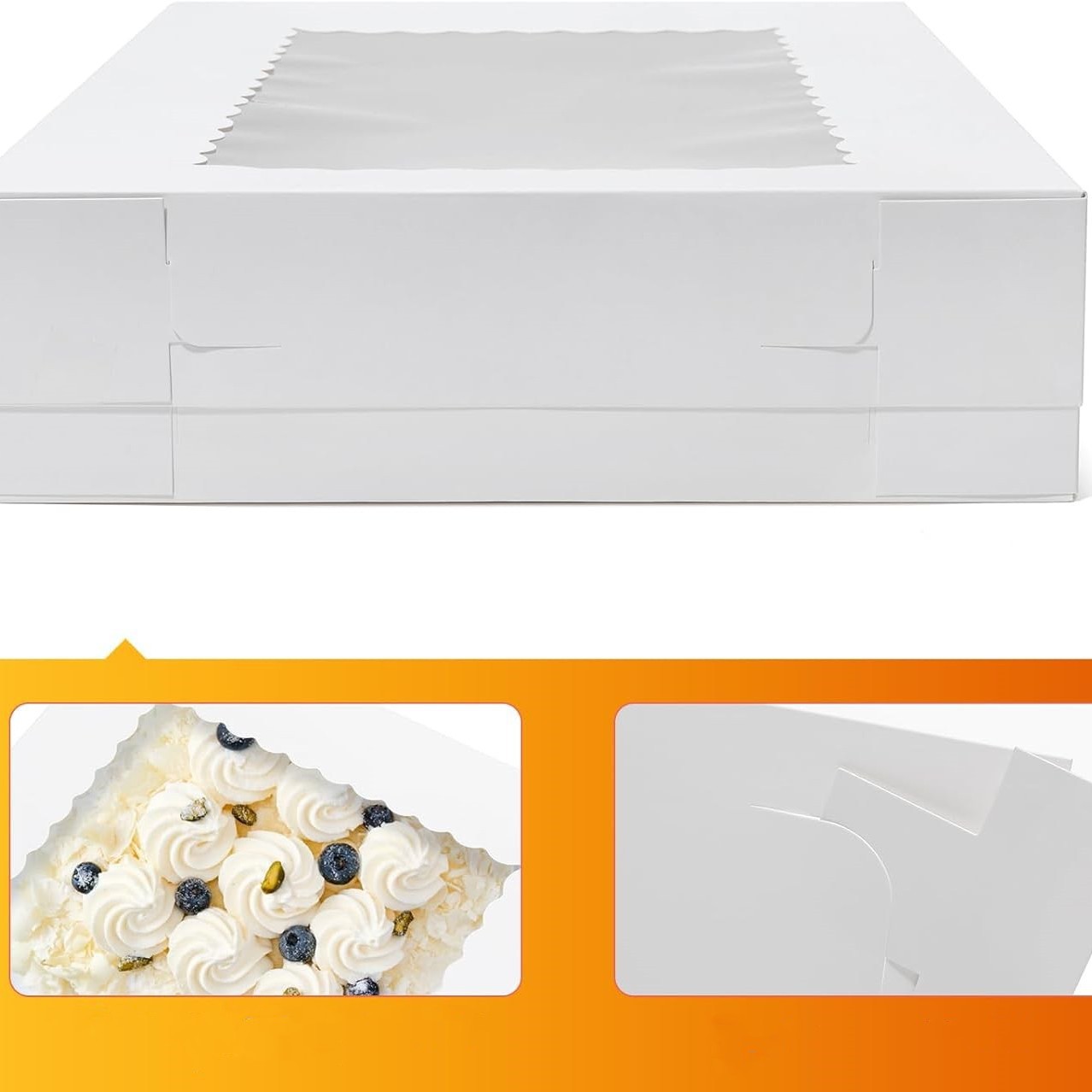 19x14x4 pulgadas caja de pastel rectangular con ventana caja de pan donut pastel horneado embalaje de pastel