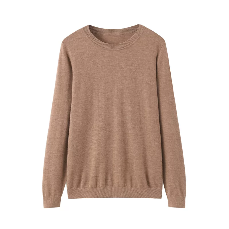 Кашемировый вязаный свитер, тонкий длинный рукав, круглый ворот