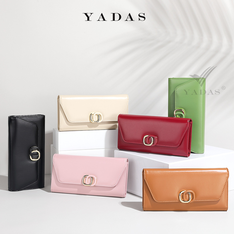 YADAS New Women's Wallet Source Manufacturer Double Circle Hardware Coin Bag PU Long Tri-fold Popular Versatile Handbag_voghion.com