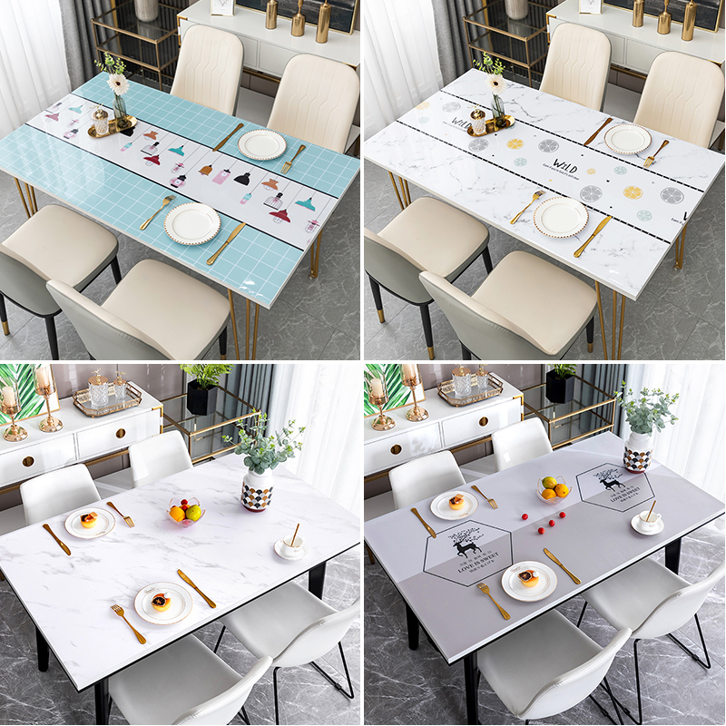 软玻璃餐桌垫茶几台布轻奢感桌面保护垫pvc桌布防水防油金小
