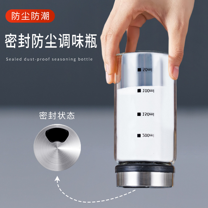 Esparcidor de vidrio hogar condimento caja combinación traje de Cocina Barbacoa Pimienta Sal tarro de condimento de acero inoxidable tarro