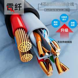 哇噢纯无氧铜网络监控综合线8+2室外网线带电源一体线批发双屏蔽