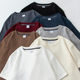 Waffled Short-sleeved T-shirt Back Collar Men's and Women's Summer Japanese Style Round Neck Half-sleeved Top Loose Casual Solid Color T-shirt