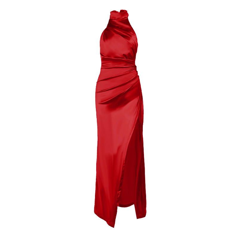 245g Weight Maxi Long Dress Dress Length Type Sleeveless Sleeve Length Slit Dress, Party Dress Dresses Type Spandex, Polyester Fabric Type High Waist Waist Line Banquet, Cocktail Party Occasion Standing Collar Neckline Slim Fit Type Solid Color Pattern Summer, Spring, Autumn Season Women's Gender Elegant, Sexy Style Wholesale Women's Elegant Sexy Solid Color Banquet Cocktail Party Standing Collar Sleeveless Slit Dress Party Dress 30