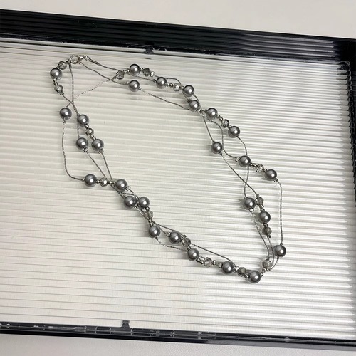 Layered multi-color gray pearl necklace long multiple ways to wear sweater chain luxury clavicle minority design necklace